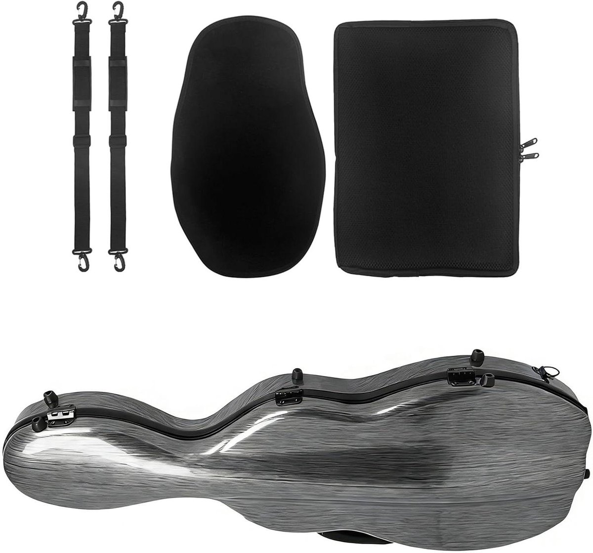 Viool Koffer - Instrument Tas - Muziek Transport - Koolstofvezel Constructie - 4/4 Maat - Grijs