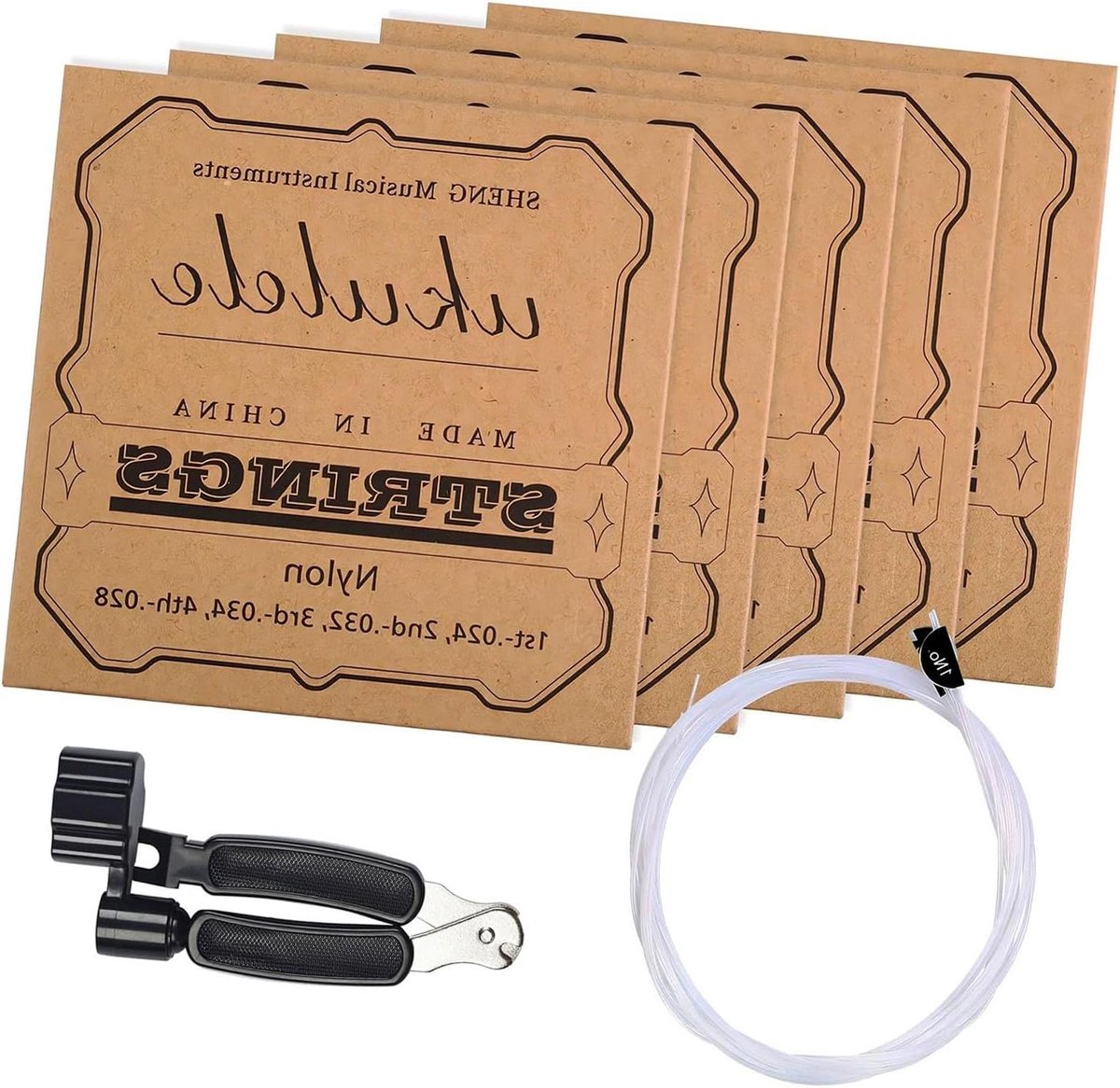 Ukelele Snaren Set - Nylon Vervanging - Muziek Maken - Inclusief Tool - 4 Pack - Nylon