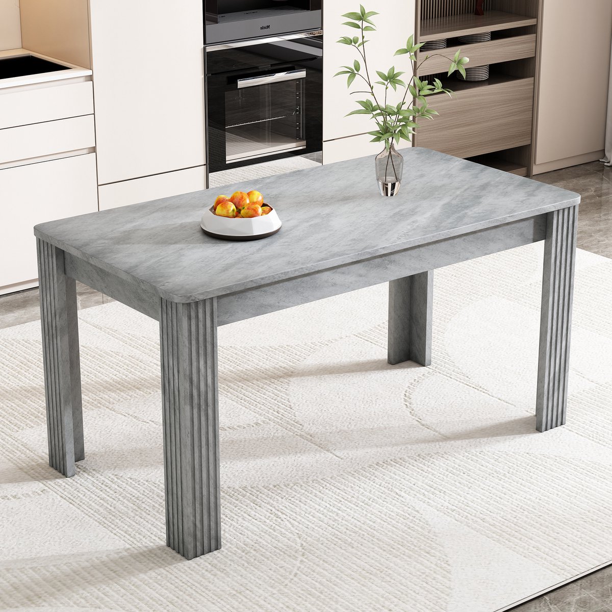 MODENUIT Eettafel - Rechthoekig Met Houtnerfdecor En Vier Stevige Poten - Voor Eetkamer En