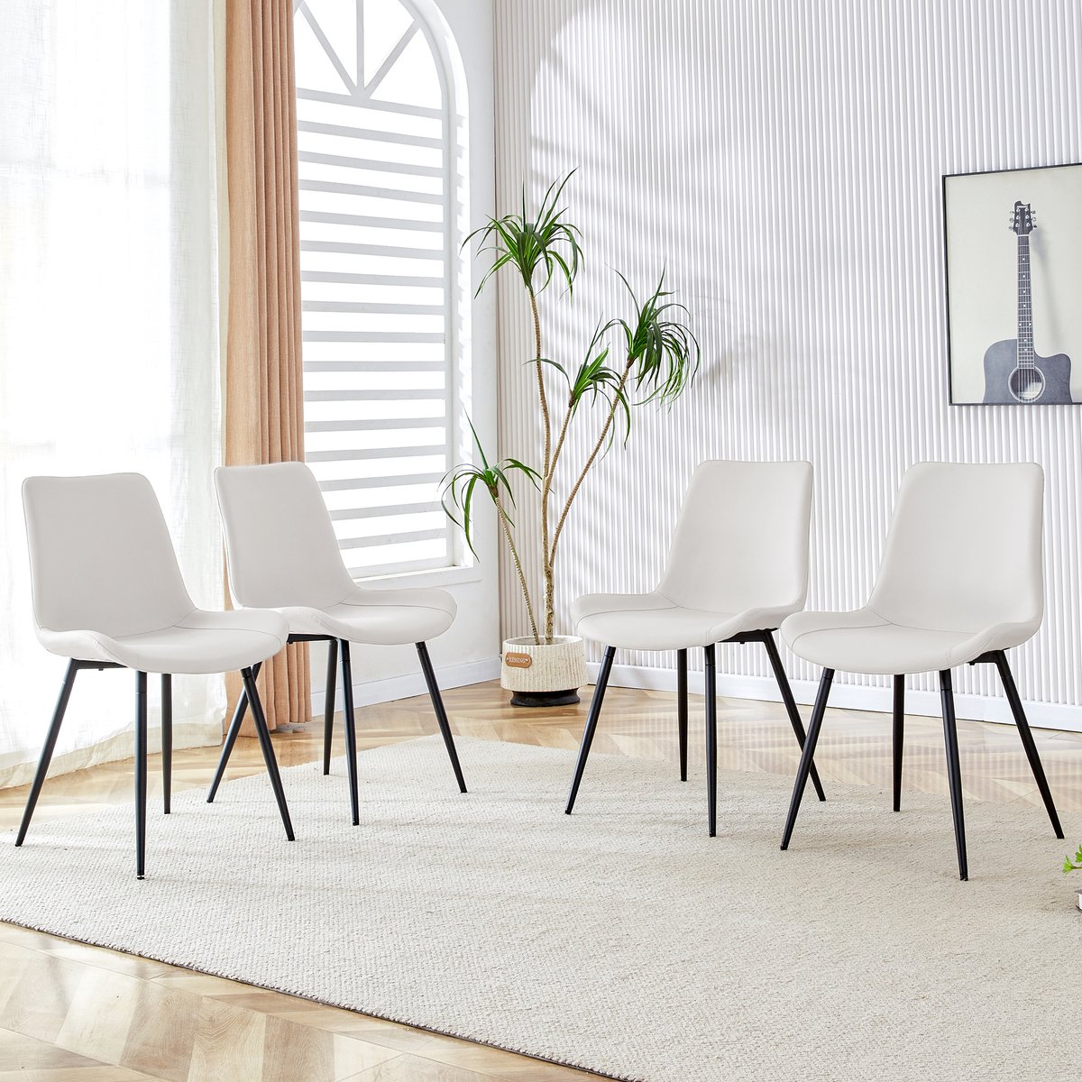Eetkamerstoelen - 2er Set - PU Leder Stoelen met Metaalframe - Gevoerde Stoelen Woonkamer