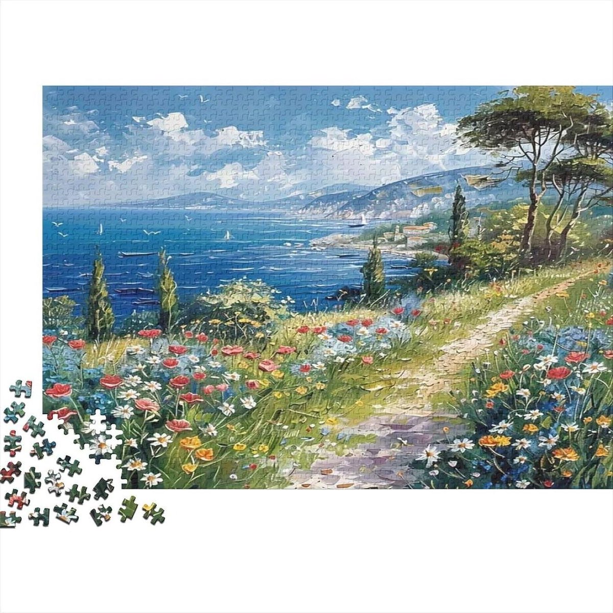 Landschap Puzzel - Legpuzzel Volwassenen - Ontspanning Thuis - Duurzaam Gerecycled Materiaal - 38 x 26 cm - Wildflower Meadow