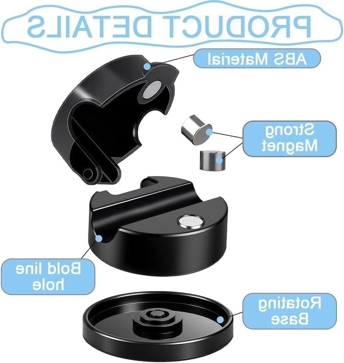Kabelhouders Set - Kabelclips Organizer - Bureau Kabelbeheer - Magnetisch Eénhandig Bediening - Tot 7mm Kabel - Zwart