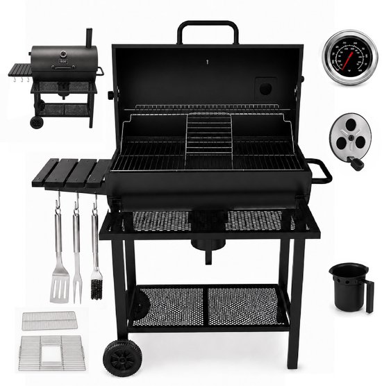 Mevsim Store Houtskool BBQ - Smoker Barbecue XL - BBQ - Met Deksel - Verrijdbaar - Zwart van Mevsim Store — afbeelding 4