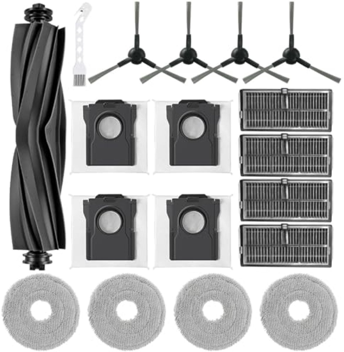 PromoHome Compleet kit voor Dreame L10s Ultra Gen 2 / L10s Pro Ultra Heat / X30 Ultra / Mova E30 Ultra - 1 Borstelrol, 4 Zijborstels, 4 Mops, 4 Filters, 4 Stofzakken + Reinigingsgereedschap