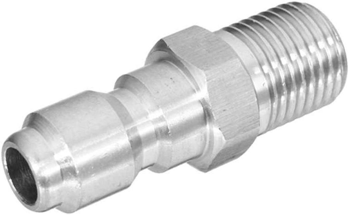 Was nozzle connector - Snelkoppeling adapter - Auto reinigen - Hoge druk geschikt - 1/4 inch - Zilverkleurig