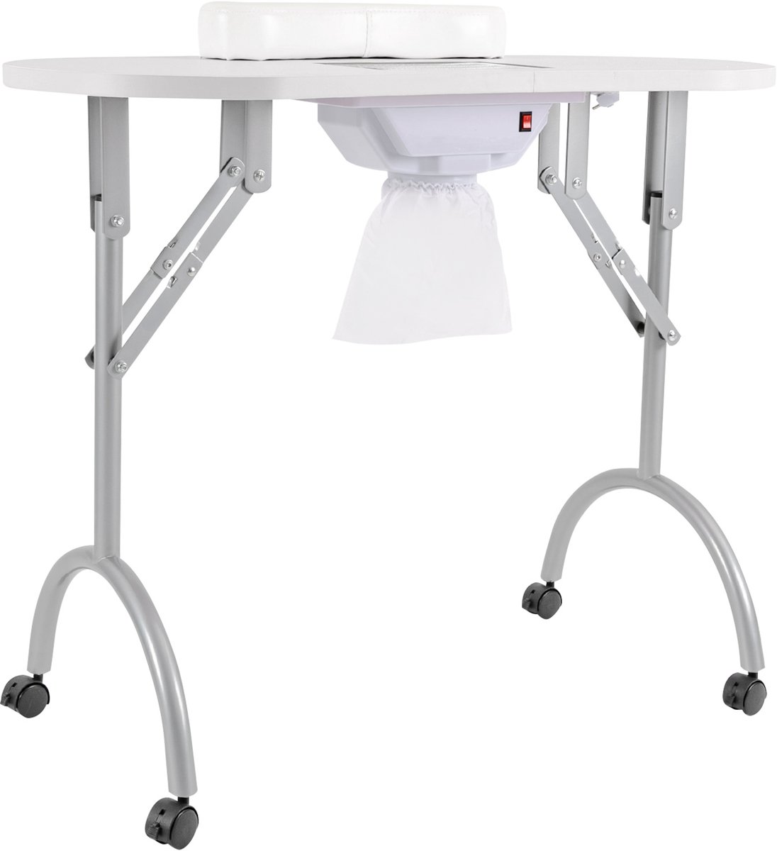 Jensaro Opvouwbare Manicuretafel Met Afzuiging - Nageltafel Met Wielen - Mobiele Nagelwerktafel - Met Polskussen - Wit - Met Tas