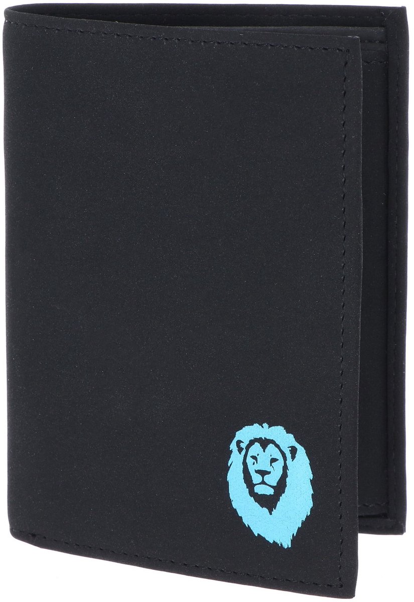 oxmox portemonnee New Cryptan RFID Protect Kombibörse Freedom Lion Print Cyan Black zwart
