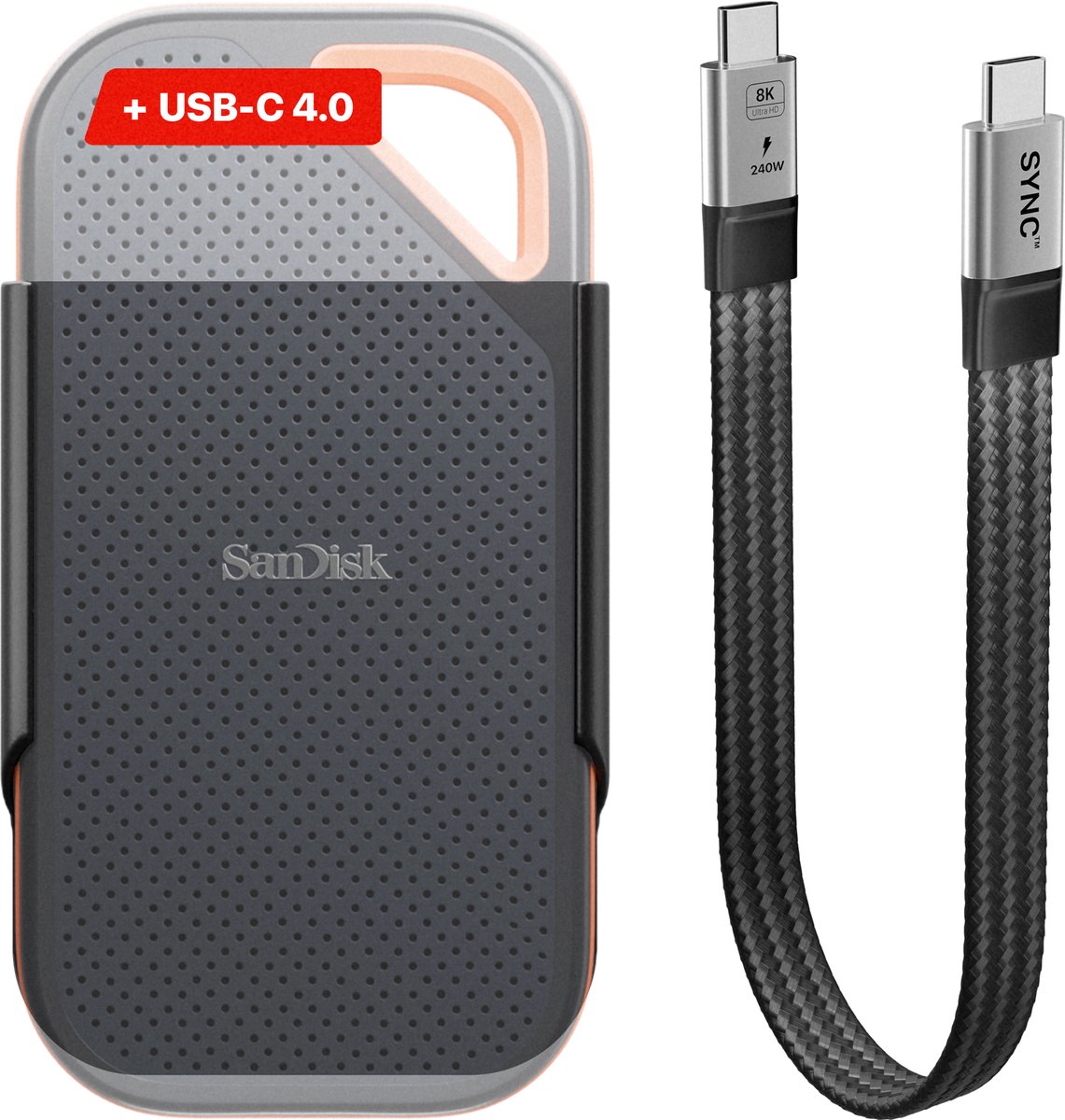 CRAP.SUPPLY® - Magnetische SSD Houder Sandisk Extreme Pro + USB-C 4.0 Kabel — Laptop Mount - Carbon Fiber - Bundel