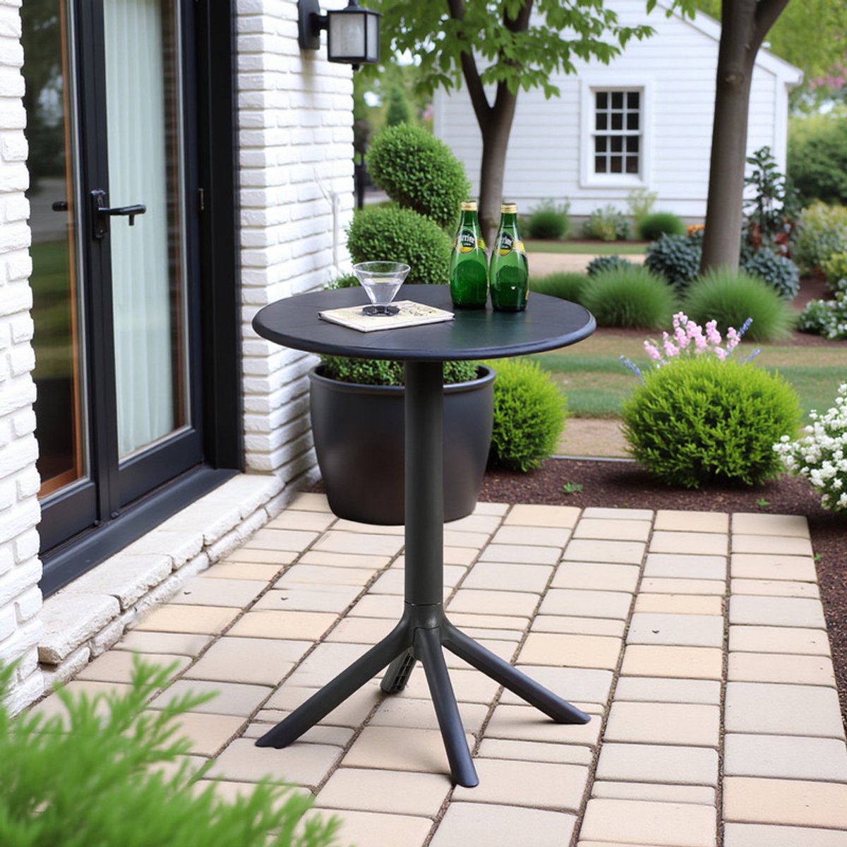 EGGREE Balkontafel - outdoor loungetafel - ronde balkontafel - kunststof tuinzijtafel - terrastafel - kleine tuintafel / outdoor bistrotafel — Stevig duurzaam en eenvoudig te reinigen