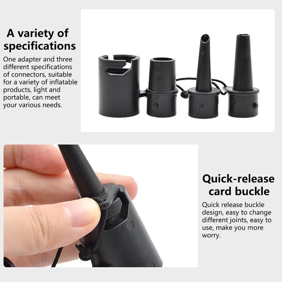 Pomp Adapter Set - Ventiel Converter - Water Sporten - Multifunctioneel - 5 Stuks - Zwart — afbeelding 2