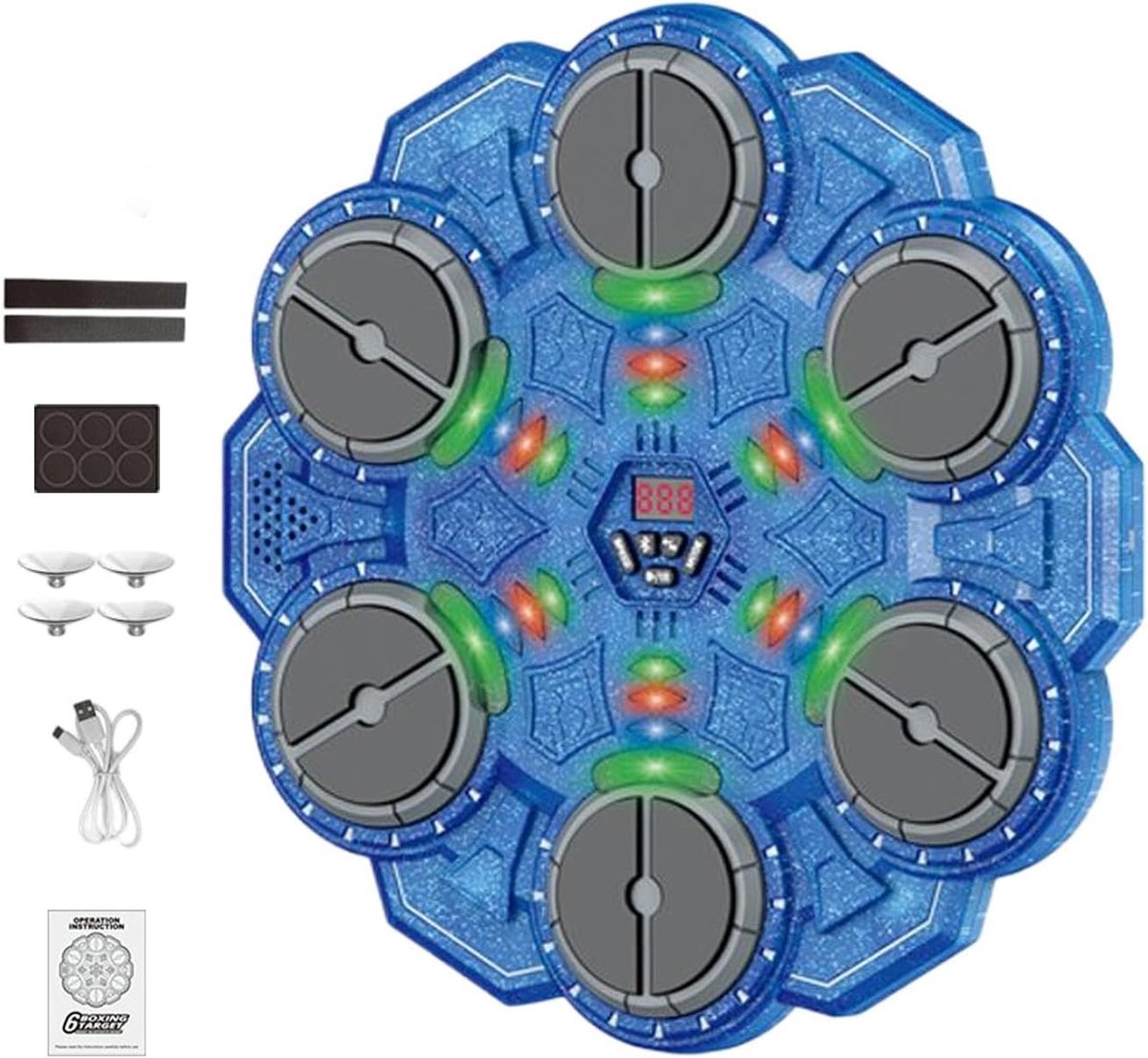 Draadloze Bokstrainer - Interactieve Muziek Trainer - Thuis Sporten - Dynamisch Ritme Leren - 35 x 33 cm - Donkerblauw