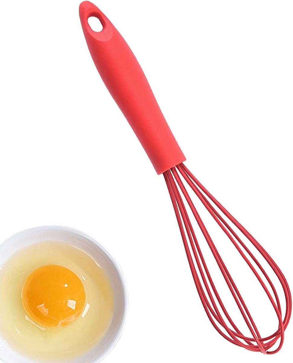 Keukengarde - Eierklopper - Beslag Maken - Hittebestendig Siliconen - 27 cm Lengte - Rood