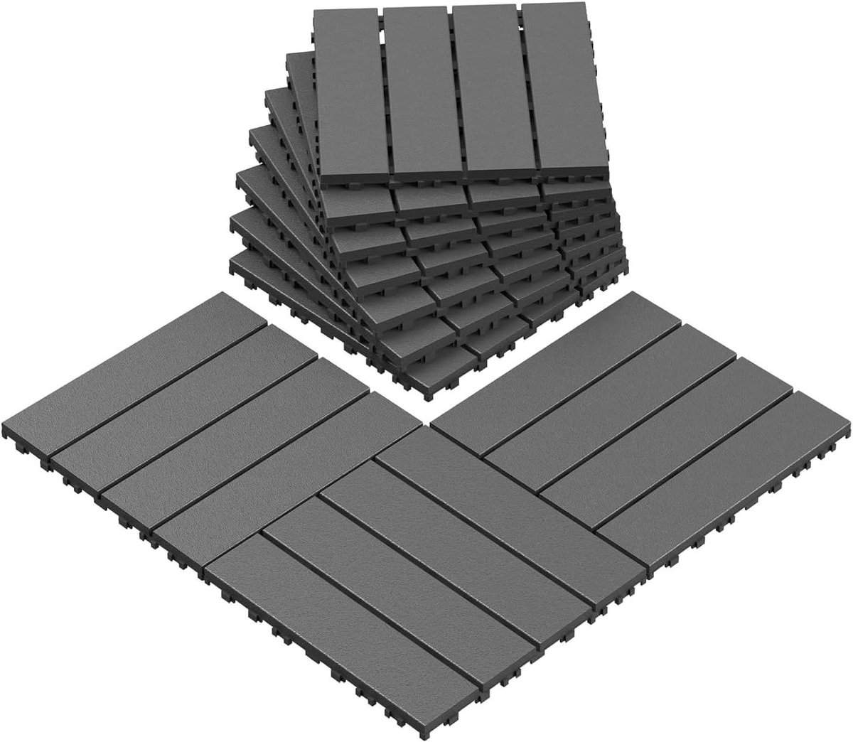 Terrastegels - Buiten vloer - Balkon aanleggen - In elkaar grijpend design - 24 stuks - Grijs