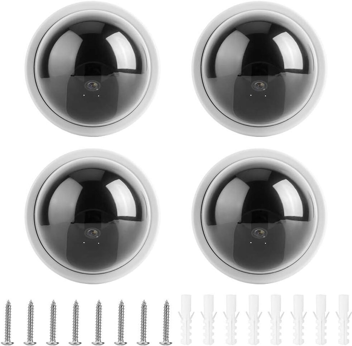 Dummy Beveiligingscamera - Nep Camera Set - Woningbeveiliging - Knipperend LED Licht - 4 stuks - Wit