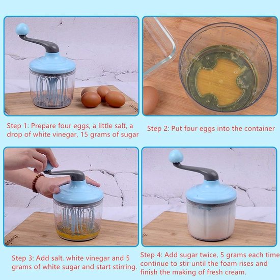 Manual Egg Beater Mixer Hand Crushed Egg Cream Beat Kitchen Baking Supply Multifunctional Manual Egg Beater Premium Quality 1100ml, B — afbeelding 4