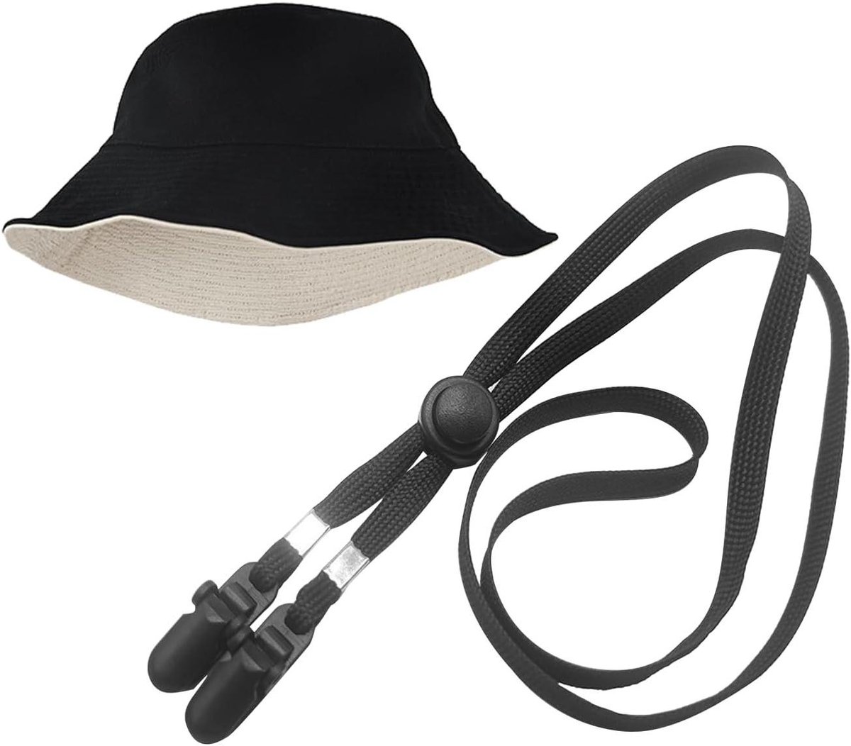 Hatten Clips - Winddichte Band - Buiten Activiteiten - Verstelbaar Ontwerp - 80 cm - Zwart