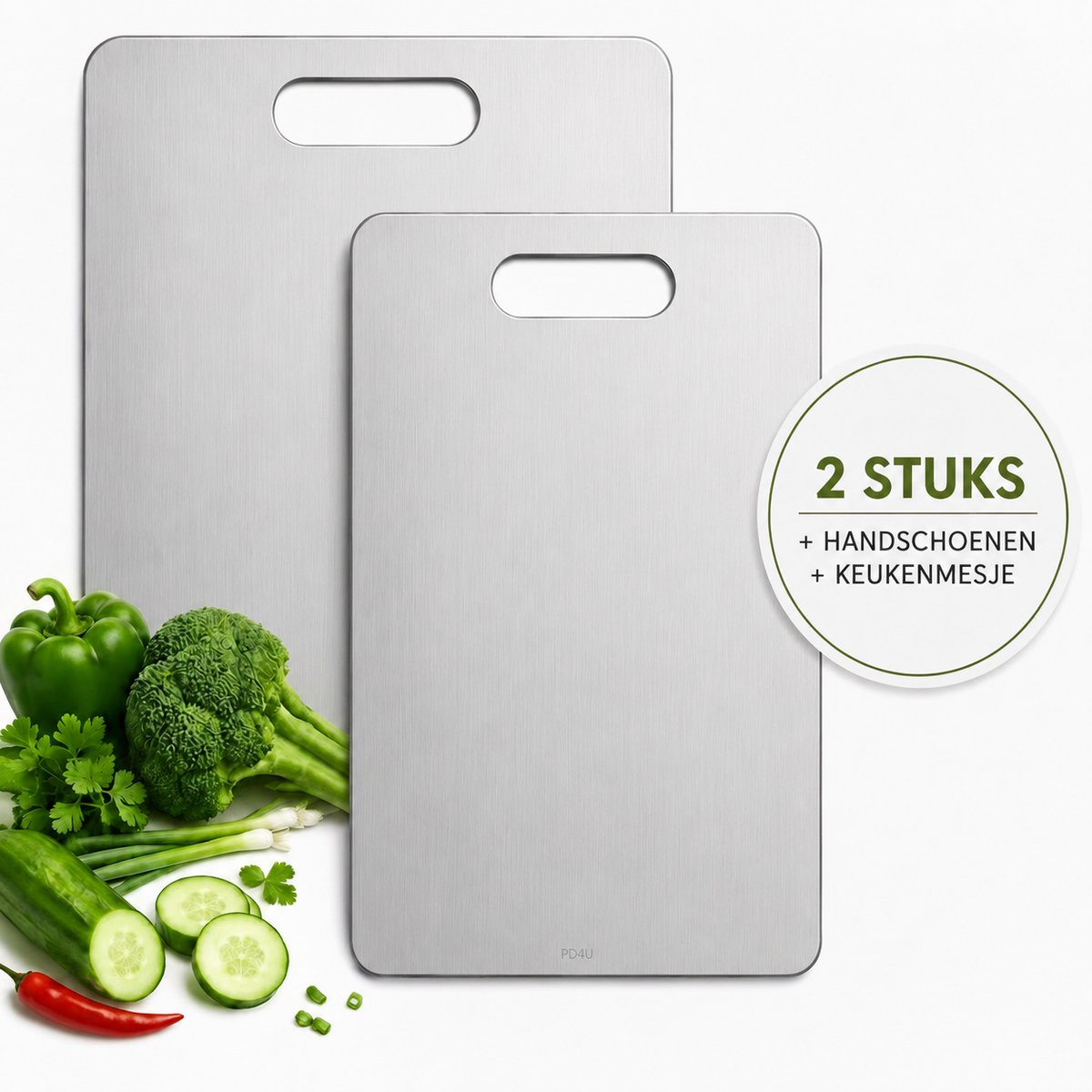 2 STUKS - Titanium Snijplank - Snijplanken - Incl Handschoenen en Keukenmesje - Vaatwasser bestendig - Snijplankenset - Cutting Board