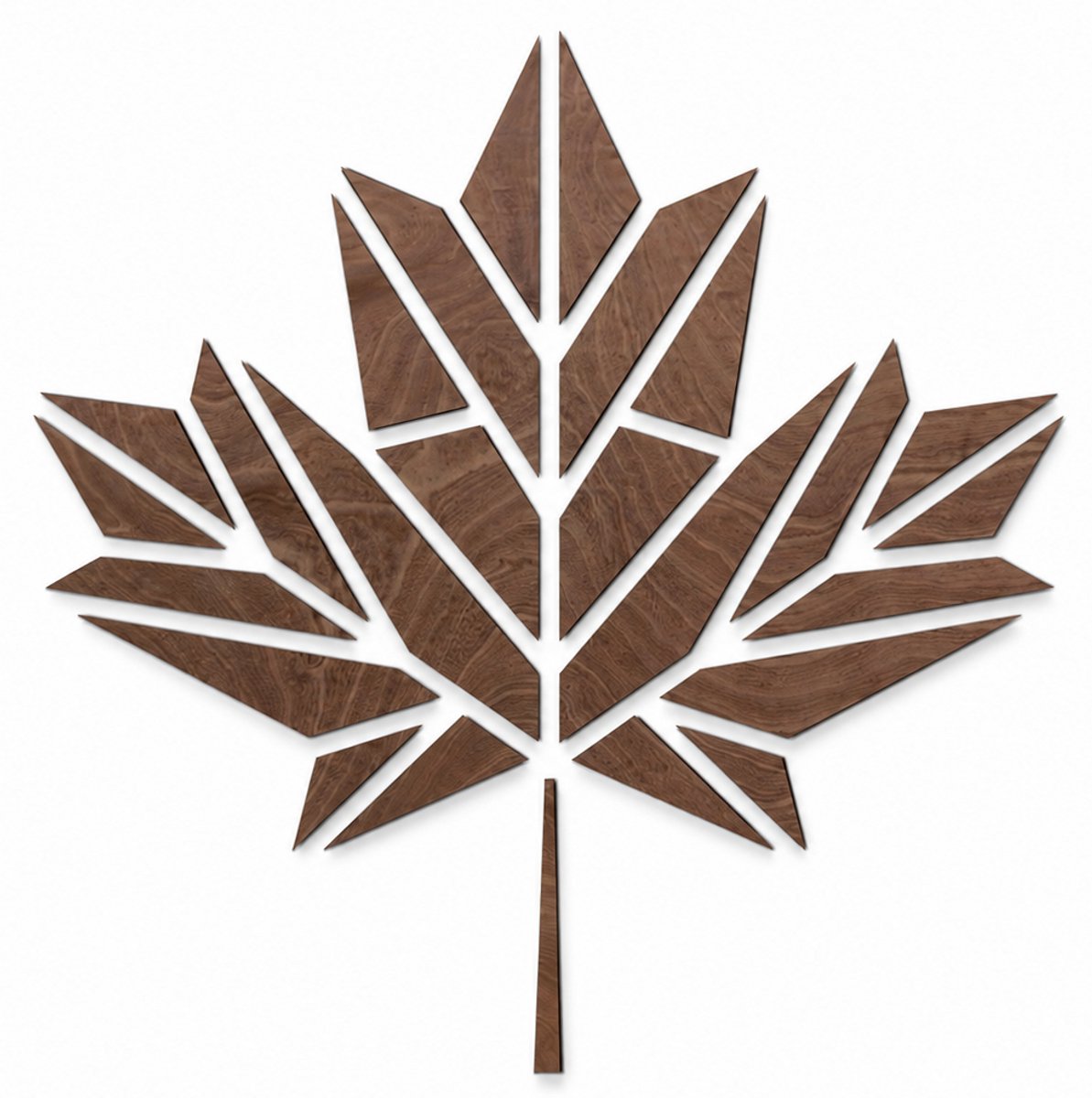 Houten wanddecoratie - Wooden wall decoration | Esdoornblad 35 x 35 cm Maple leaf | Donker hout - Dark wood | Geometrische muurdecoratie - Geometric wall art - Origami Design Wandfiguur - Echt Hout - Real Wood - Natuur - Canada - Boom