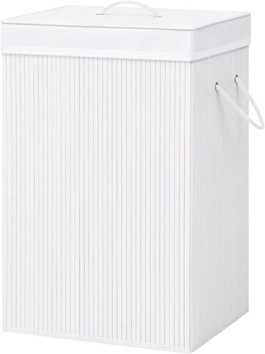 Wasmand Bamboe Huishoudelijk Opbergrek Kleding Sorteren Afneembare Binnenvoering Groot Volume Wit