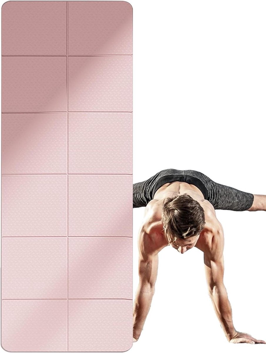Opvouwbare oefenmat - Yogamat reizen - Fitness en yoga - Gemakkelijk draagbaar - 183 x 60 cm - Roze