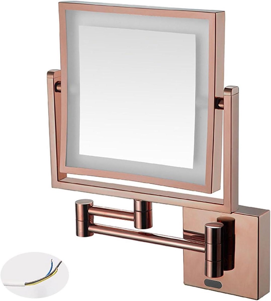 Make-up spiegel - Vergrotende spiegel - Gezichtsverzorging - Verstelbare arm - 8 inch - Rosé Goud