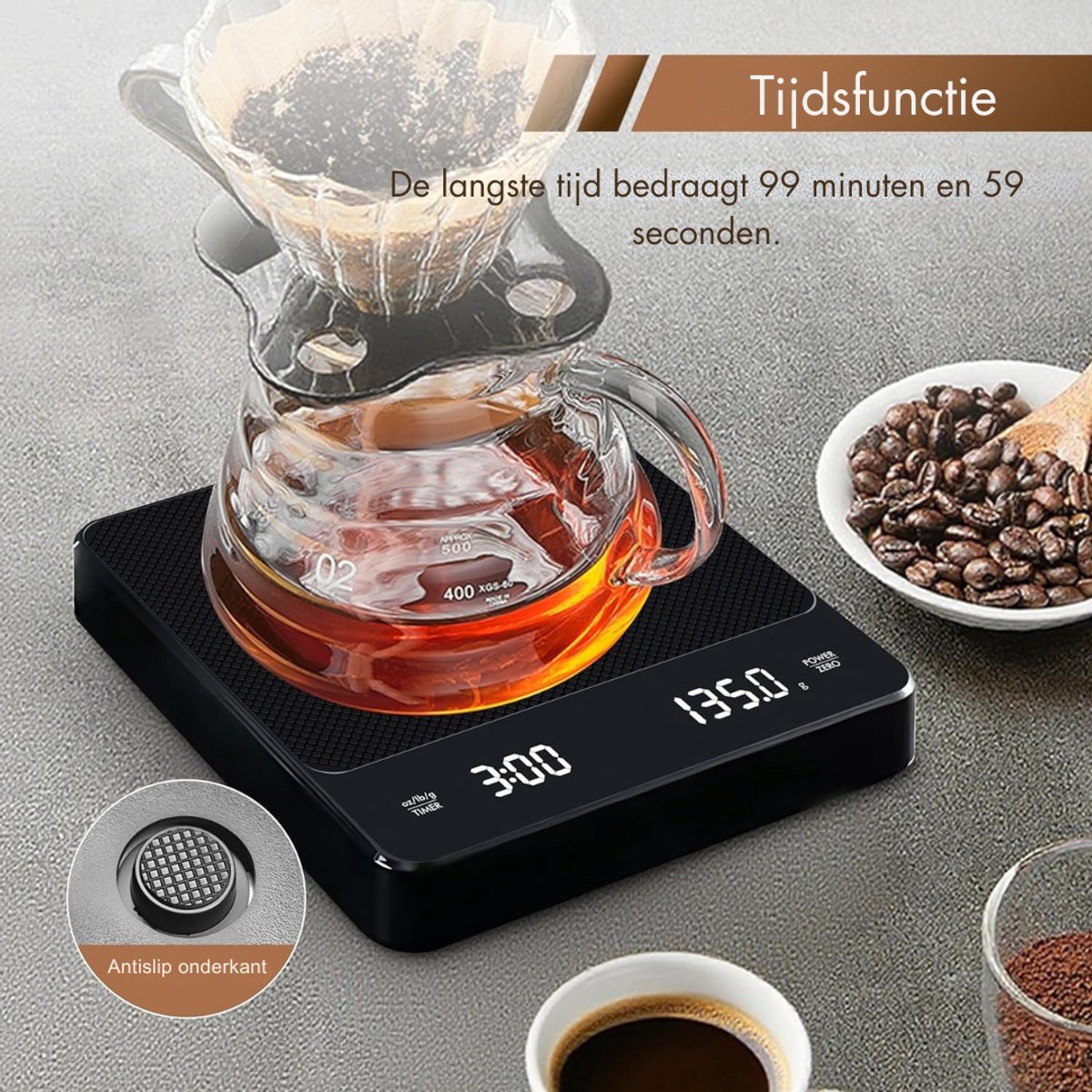 Zyrex® Koffie Weegschaal - Weegschaal - Scale - Zwart - 19cm x 15cm x 4cm