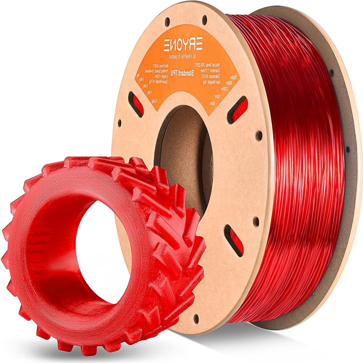 TPU Filament - Flexibel Filament - 3D Printen - Hoge Elasticiteit - 1.75 mm - Transparant Rood