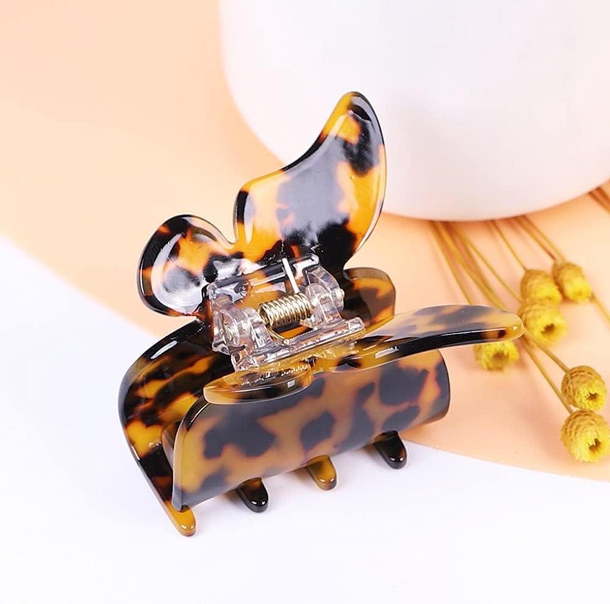 Vlinder Haarklemmen - Haarspelden Accessoires - Haarstyling - Schildpadpatroon - 55 cm - Koffie