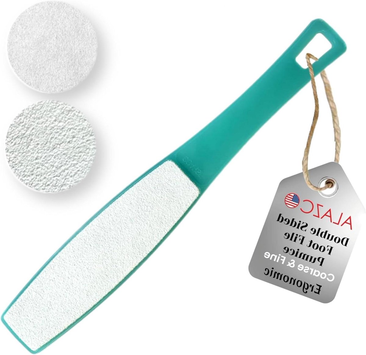 Dubbelzijdige Voetvijl - Puimsteen Scrubber - Voeten Verzorgen - Ergonomisch Handvat - 25 cm lang - Wit