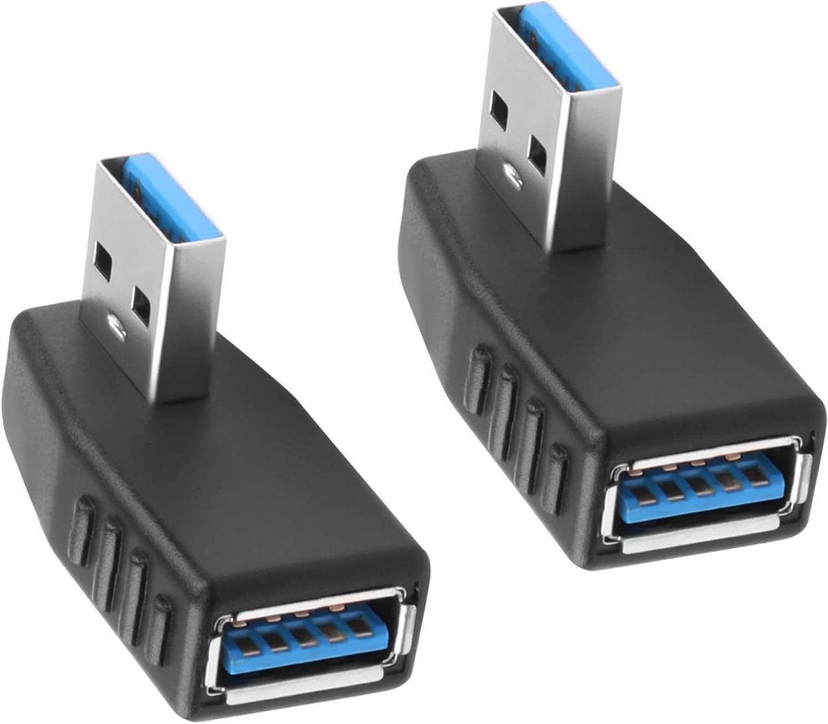 USB 3.0 Adapter - Haakse Extender - Kabelbescherming - 90 Graden Hoek - 2 Stuks - Zwart