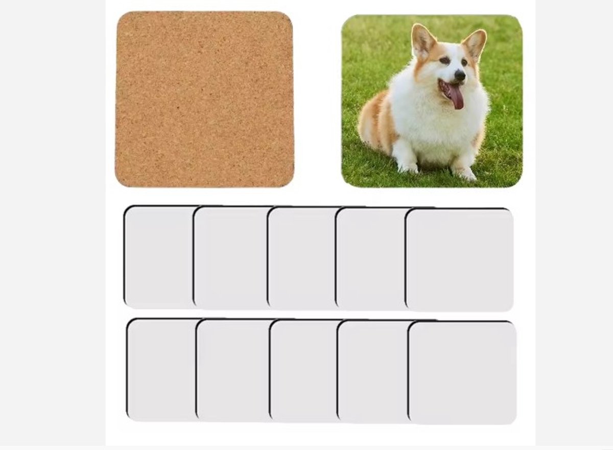 Set van 10 Sublimatie Onderzetters – Blanco Onderzetters voor Bedrukken – Hittebestendig – DIY & Cadeau Idee