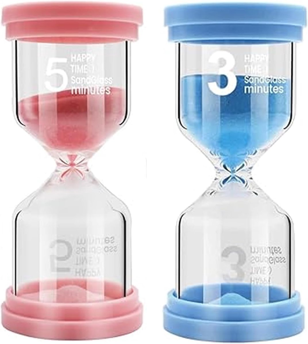 Zandloper voor Kinderen - Glas Timer - Tandborstel Klok - 3 Minuten en 5 Minuten Set - Speelgoed - Klaslokaal - Keuken - Kantoor - Theetijd