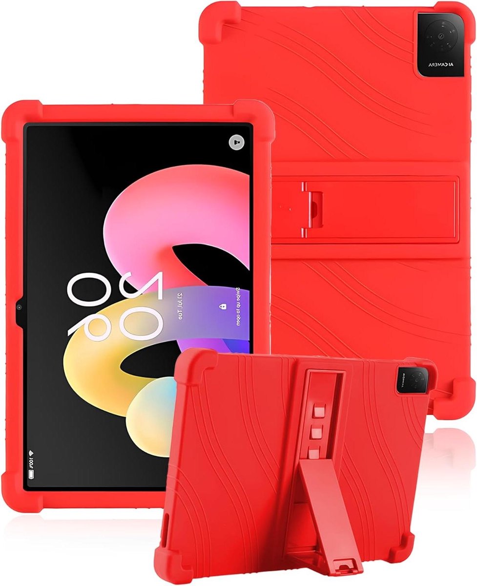 Tablethoes - Beschermhoes Siliconen - Tablet Gebruik - Verstelbare Standaard - 101 inch - Rood