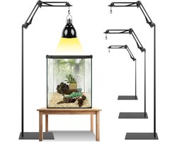 Reptielenlamp standaard - Terrarium lamphouder - Reptielen verwarmen - 360 graden zwenkarm - 30-137 cm - Zwart