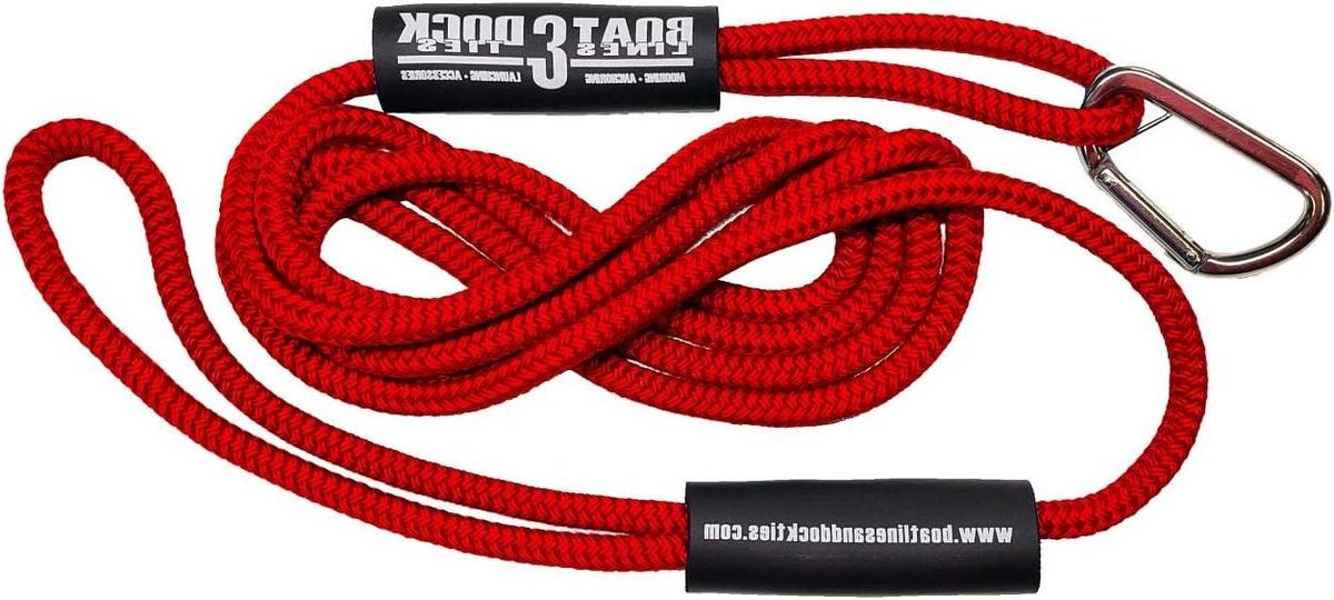 Boot Touw - Meertouw Docklijn - Watersport Aanleggen - Dubbel Gevlochten Nylon - 25 voet - Rood