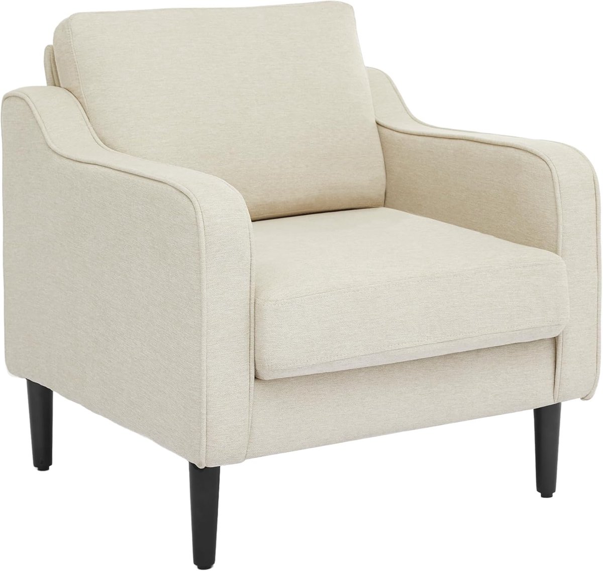 Sierstoel - Midden-eeuwse moderne fauteuil - Leesstoel van linnen - 88 × 80 × 76 cm - Ivoorwit