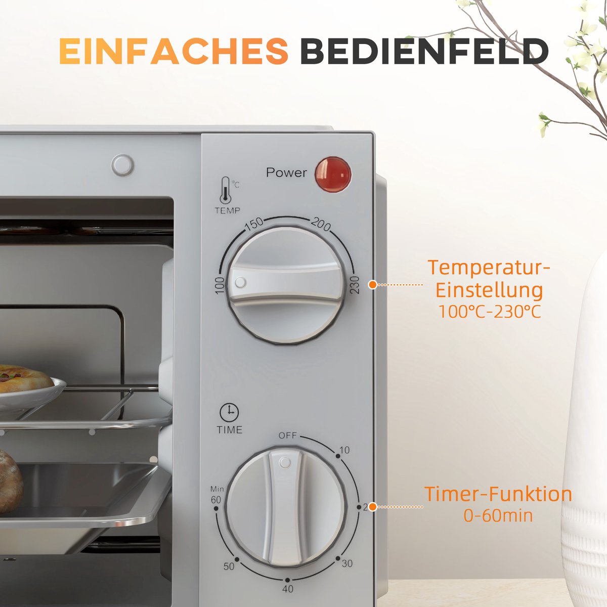 Killogood Mini-oven - 9L - met bakplaat - grillrooster - verstelbare temperatuur en bereidingstijd - roestvrij staal - zilver