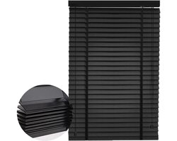 Houten Jaloezieën - Horizontale Blinds - Raamdecoratie - 50mm Lamellen - 120x200cm - Zwart