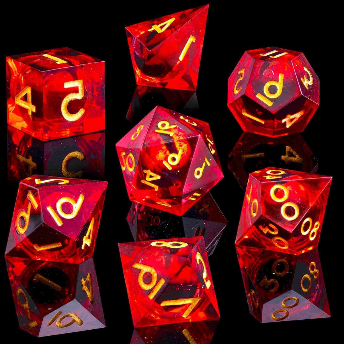 RPG Dobbelstenen Set - Polyhedral Dobbelstenen D&D Dobbelstenen - Tafelspel Avonturen - Scherpe Rand Hars - 7 Stuks - Rood