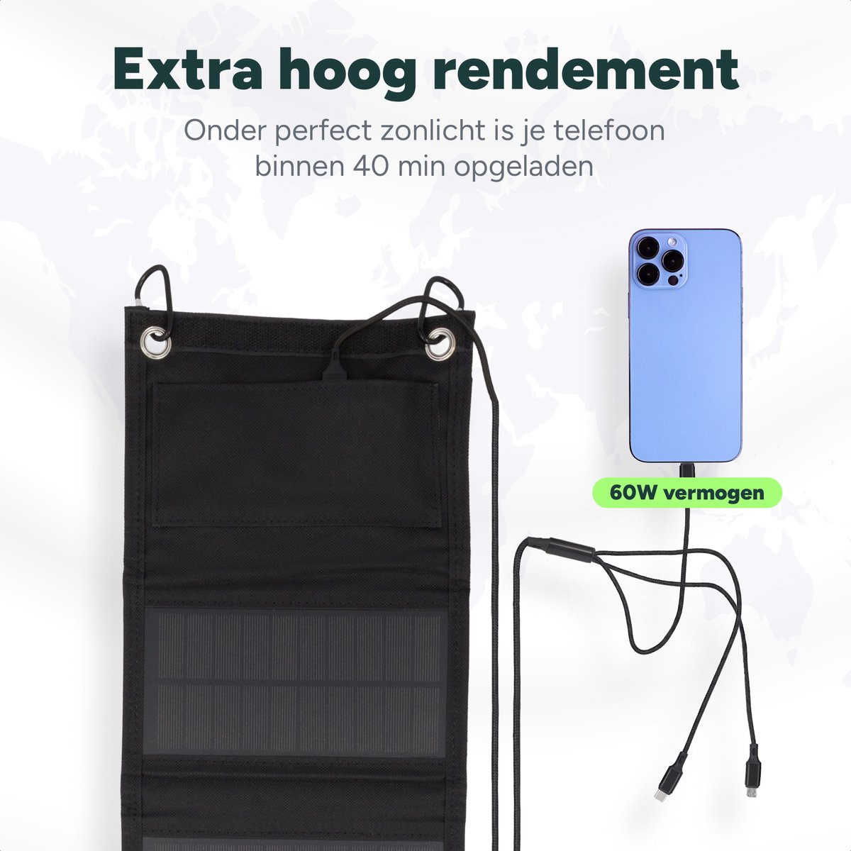 Valeron Goods® 60W Draagbaar Opvouwbaar Zonnepaneel – USB & DC Output – Outdoor Solar Charger voor Smartphone, Tablet & Powerbank – Lichtgewicht & Compact – foto 7