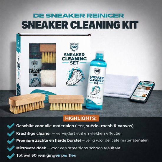 Canzt Black Box Sneaker Cleaner – Premium schoonmaakset sneakers & schoenen incl. reiniger, borstels, doekje, wipes & deo – leer, suède, nubuck, textiel