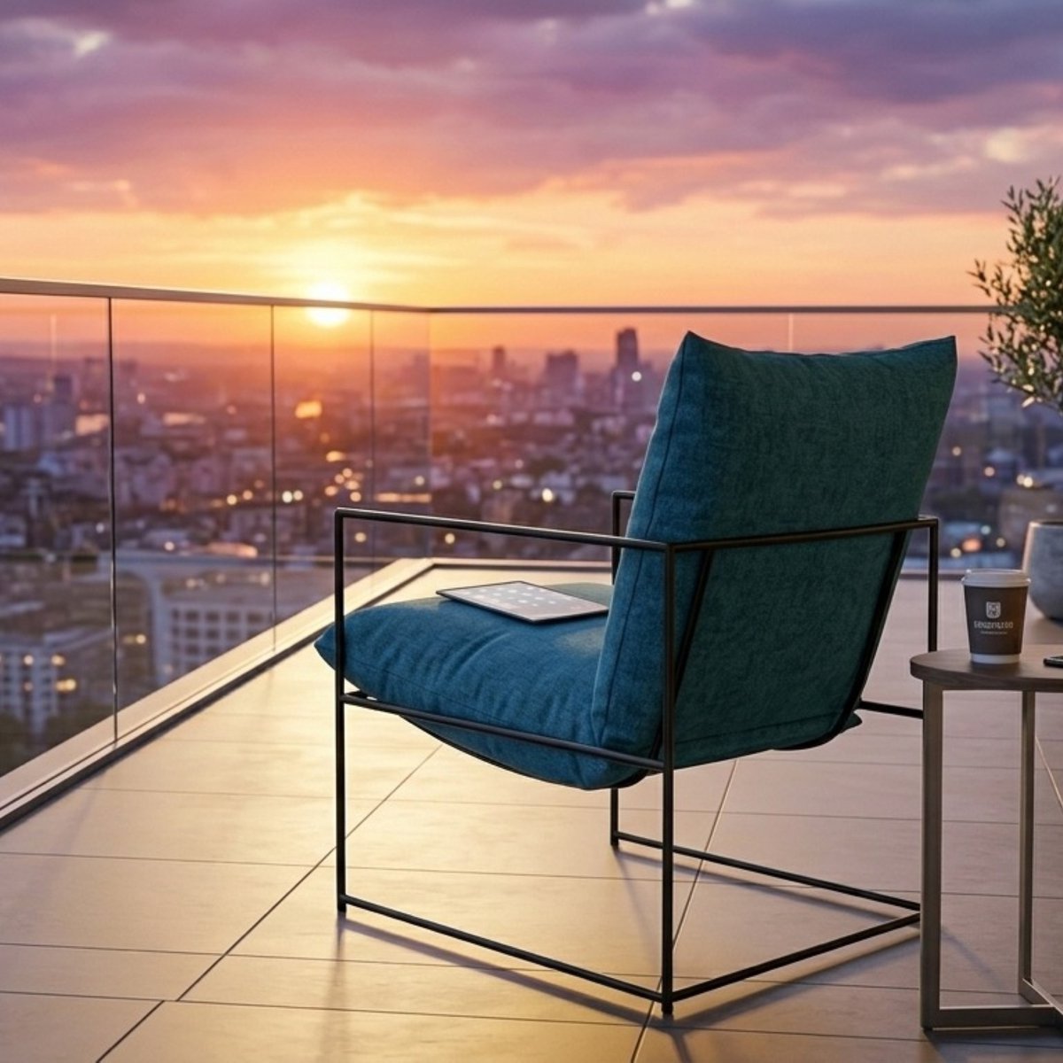 Fauteuil – Moderne Relaxstoel met - Zwart - Relaxstoel Metalen Frame Dik Kussen - Medahomestore