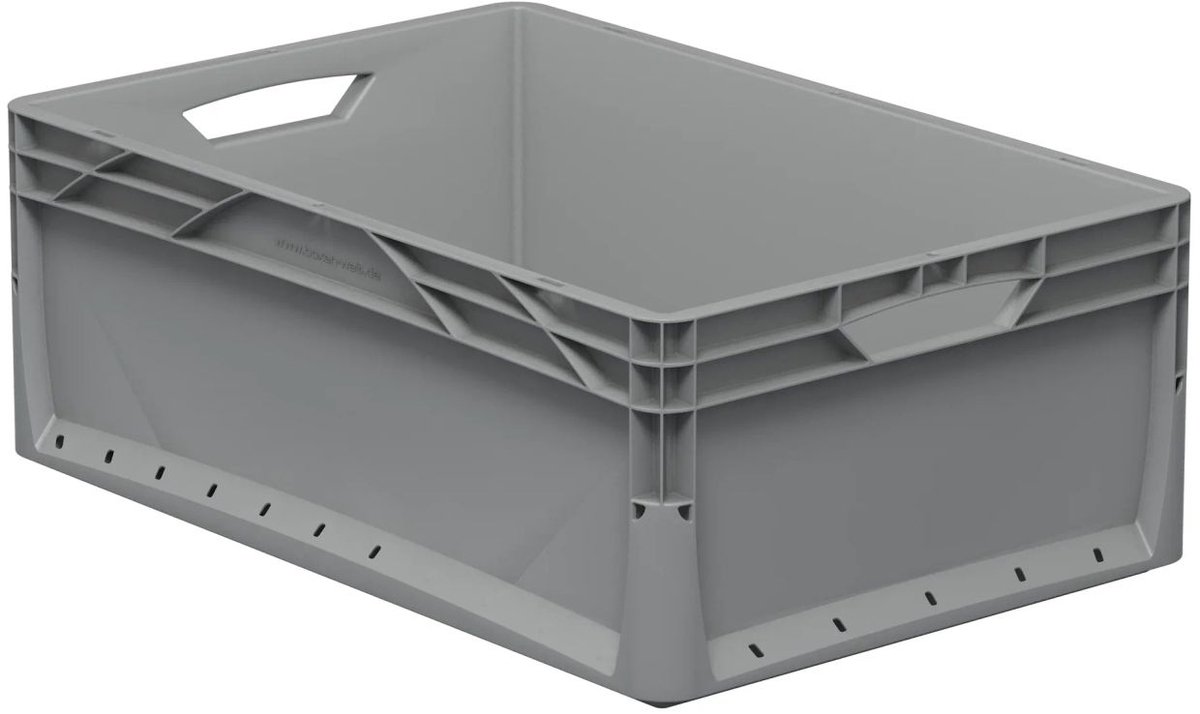 Eurobox 60x40x22 cm grau 42 Liter - Hochwertige Euro-Norm-Box aus PP voor Food- en Non-Food-Bereich, stabil en flexibel stapelbaar