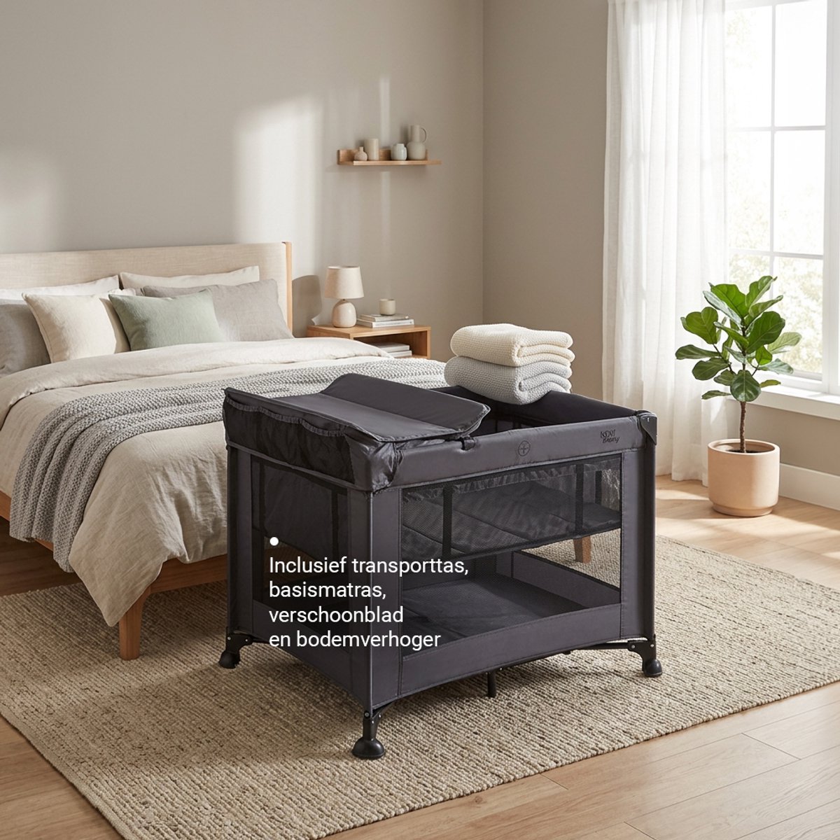 Novi Baby Liv Air+ Dark Campingbed/box - Grijs/Zwart Mesh - Geschikt vanaf de geboorte - Compact inklapbaar campingbed thumbnail 2