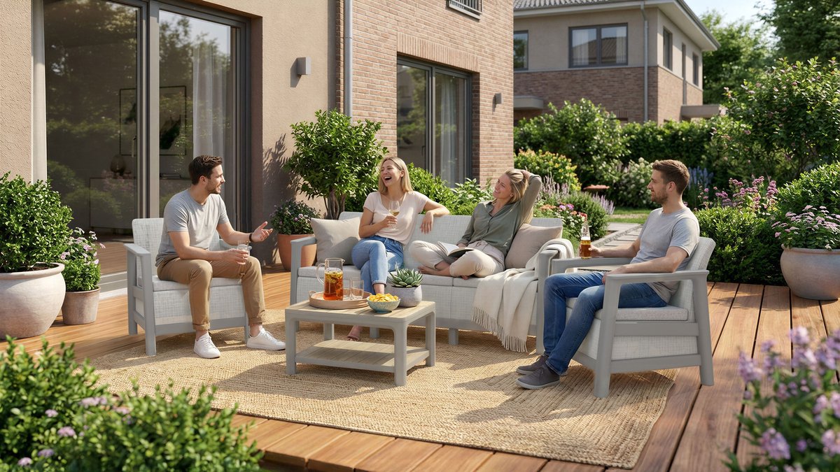 Keter Scandi Linea 3-zits Loungebank - Lichtgrijs thumbnail 7