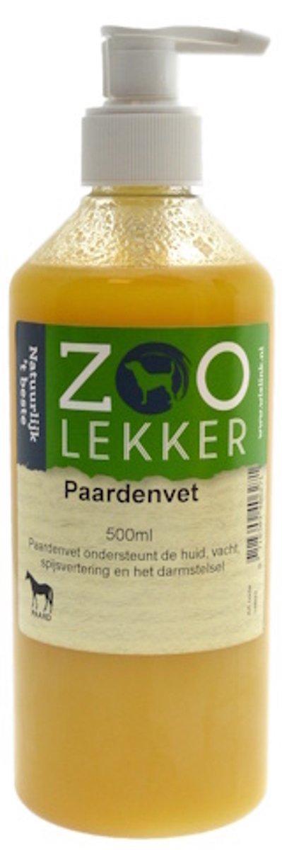 Zoolekker - Vloeibaar Paardenvet - 500 ml - Ondersteunende olie - hond en kat