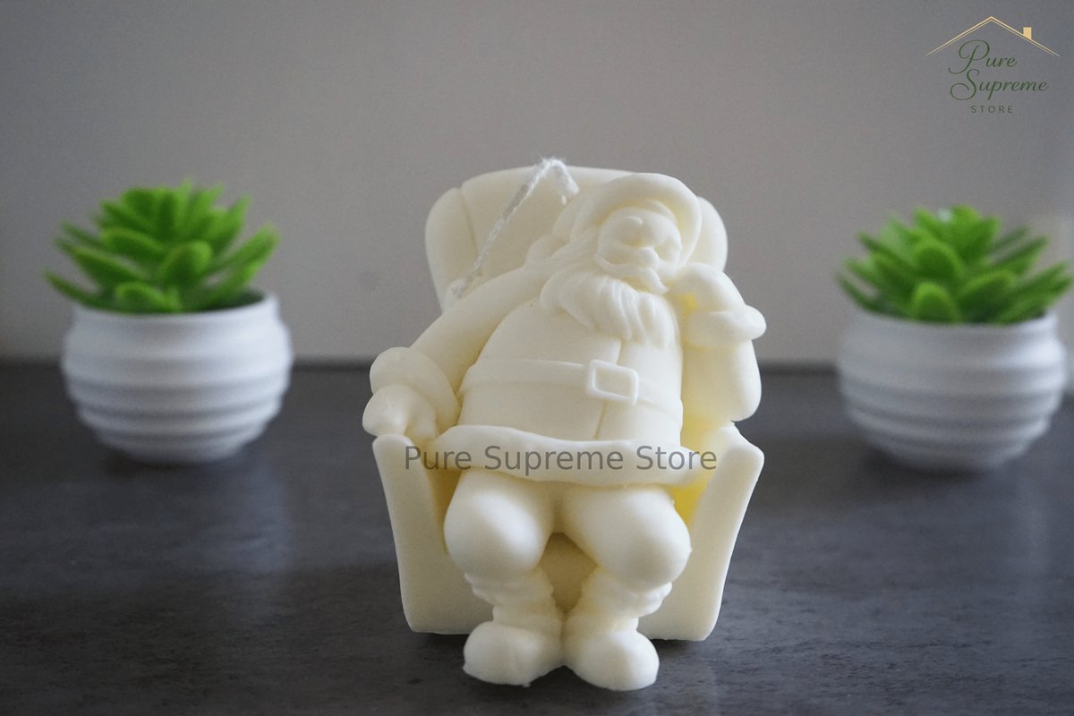 Decoratie kaars zittende kerstman | Kerst | Handgemaakt