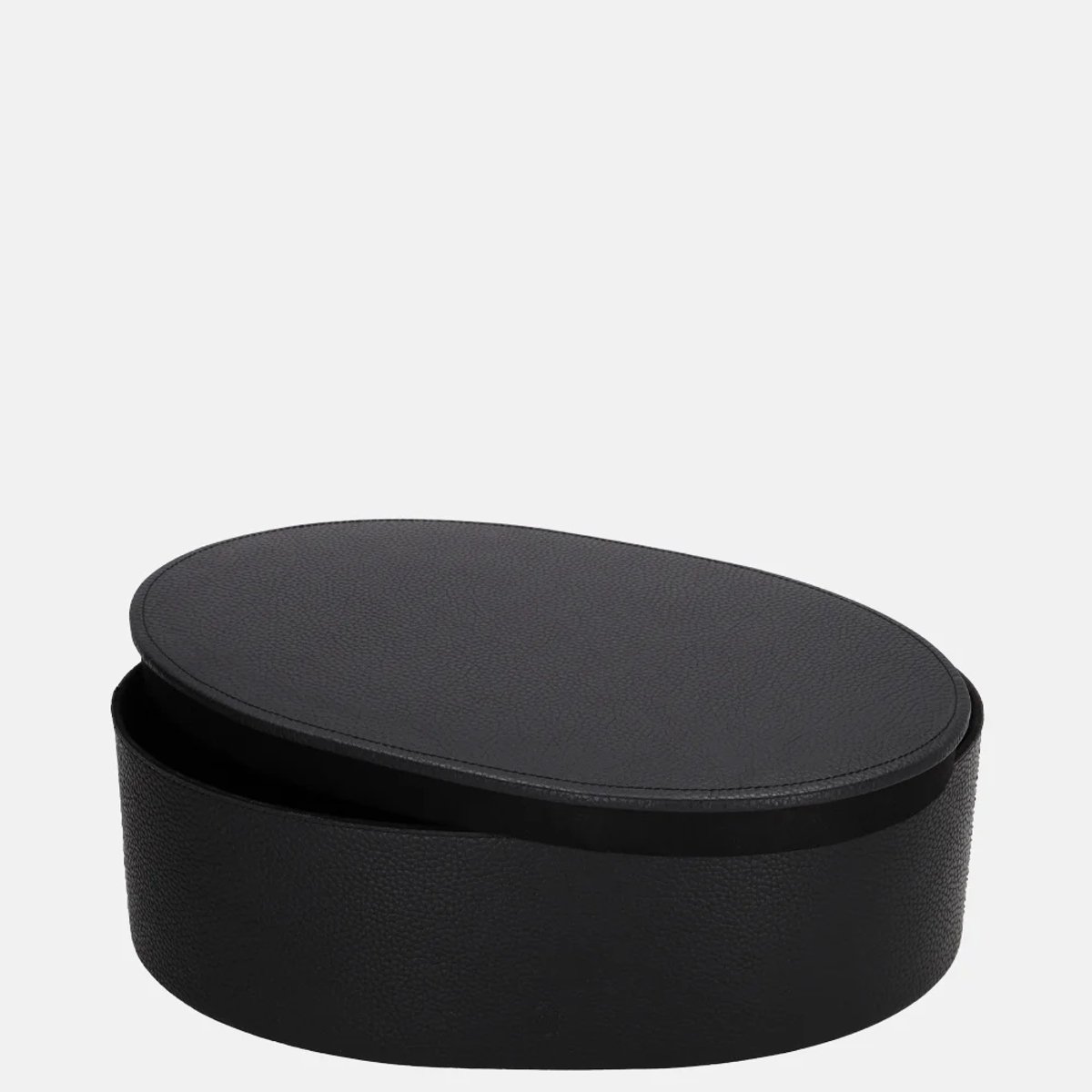 Chamada leren opbergbox ovaal effen L black