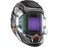ANDELI Lashelm met 4 ledlampen, groot panorama-display, 9,5 x 9,1 cm, echte kleur, automatische verduistering, lashelm, 4 boogsensoren, brede schaduw, 4/5-9/9-13