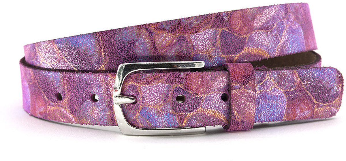 dames riem leer fuchsia roze - 3 cm breed - Leer - Jeans riem - Casual - Maat 85